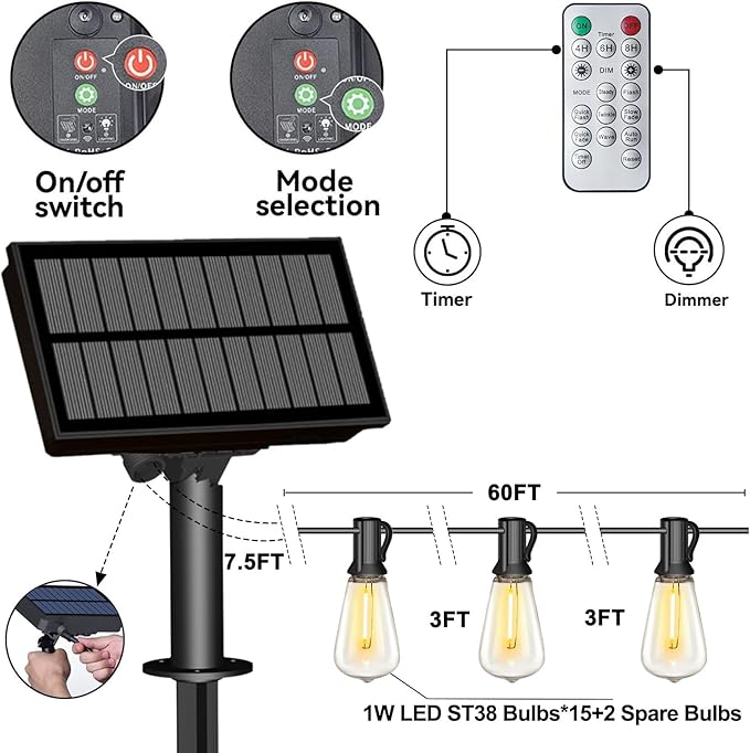 Christmas Yard String Lights, 60ft Waterproof