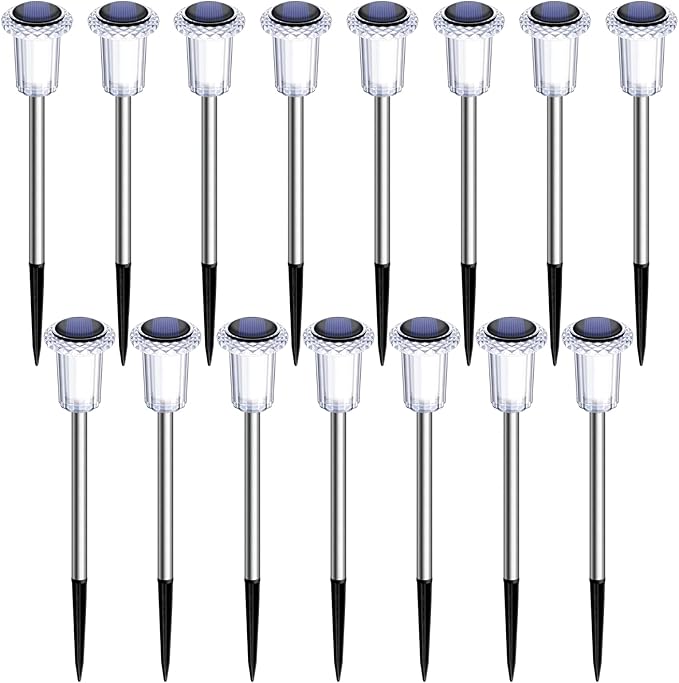 Cold White Solar Pathway Lights 15-Pack, Walkway LED
