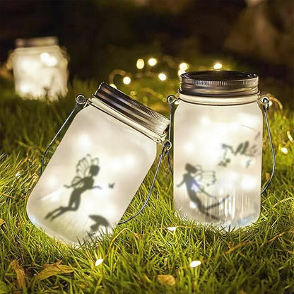 Solar Fairy Lantern for Garden Decorations, Christmas Decorations Lights Hanging Lamp Frosted Glass Jar for Home Yard Patio Lawn Party Decor Mothers Day Gifts for Woman Mom Grandma(White)