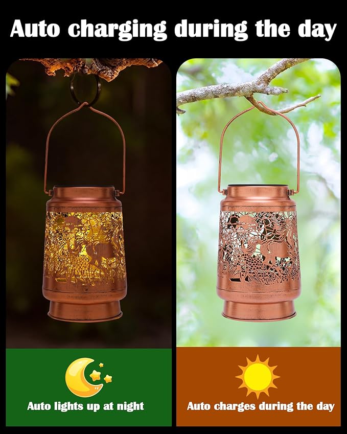 Horse Gifts for Women - Waterproof Outdoor Solar Lantern Decor Hanging Metal Lighting Lights Garden Patio Yard Lawn Pouch Decorations Cool Birthday Gift for Horses Lovers Mom Grandma Friend