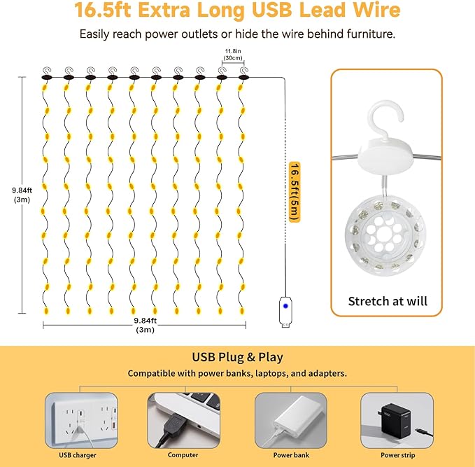 8ft LED Patio String Lights, Waterproof Outdoor