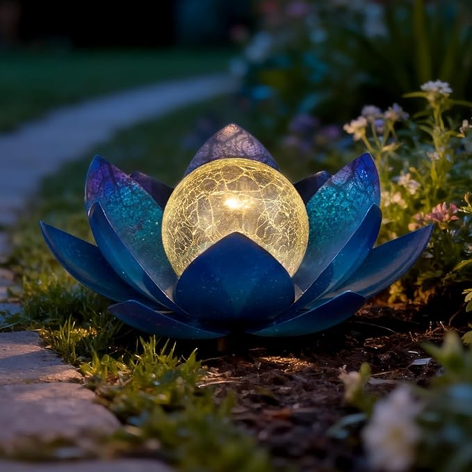Blue Solar Path Lights, Outdoor Yard LED