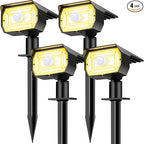 Solar Motion Sensor Landscape Spotlights 4-Pack, LED