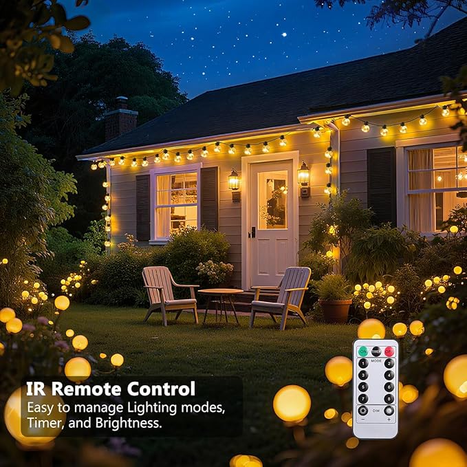 25ft Warm White Outdoor Edison String Lights, Weatherproof