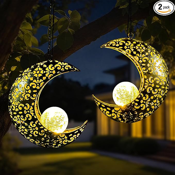 2-Pack Classic Courtyard Solar Lanterns for Outdoor, Waterproof LED