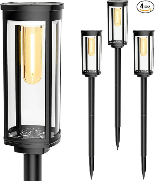 Solar Pathway Lights Outdoor 4 Packs, Bright Solar Path Light Outside Waterproof, Solar Garden Decorative Solar Powered Landscape Lights for Walkway Driveway Lawn Patio Sidewalk Yard Decor