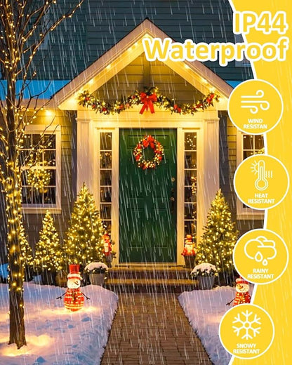 2 Pack Christmas String Lights Battery Operated with Timer, 66FT 200 LED Waterproof Twinkle Lights, 8 Modes Fairy Light for Indoor and Outdoor Bedroom Garland Tree Christmas Decorations (Warm White)