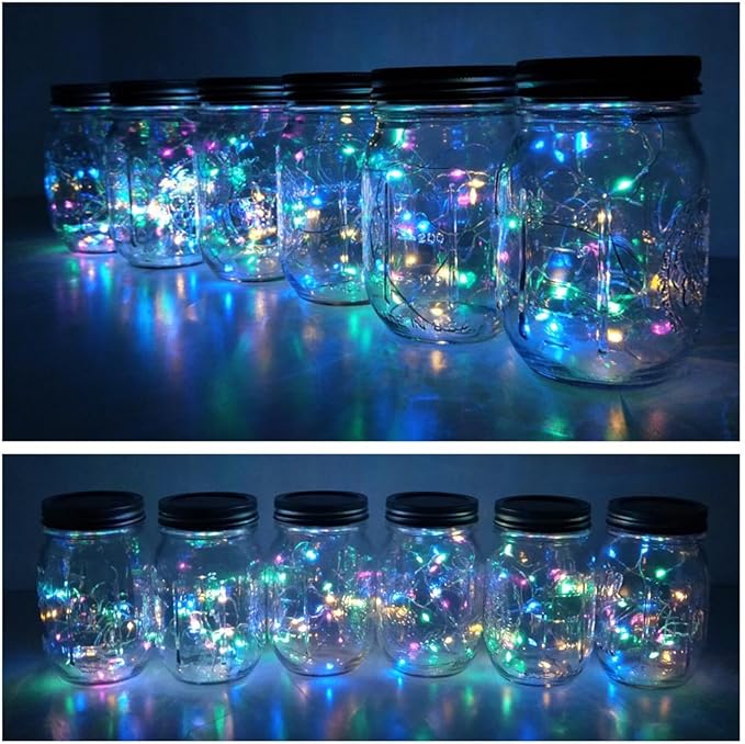 8-Pack Solar Mason Jar Lid Lights, LED Party Fairy