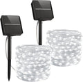 Minetom Solar Fairy String Lights, 2-Pack 66ft 200 LED Waterproof Outdoor Lights for Patio & Wedding, Pure White