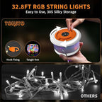 Outdoor String Lights, 8ft RGB Waterproof LED