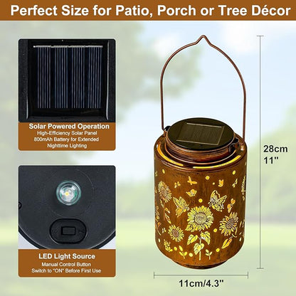 Sunflower Solar Lanterns, Birthday Gifts for Women Mom Grandma, Outdoor Waterproof Hanging Garden Decor for Patio, Yard