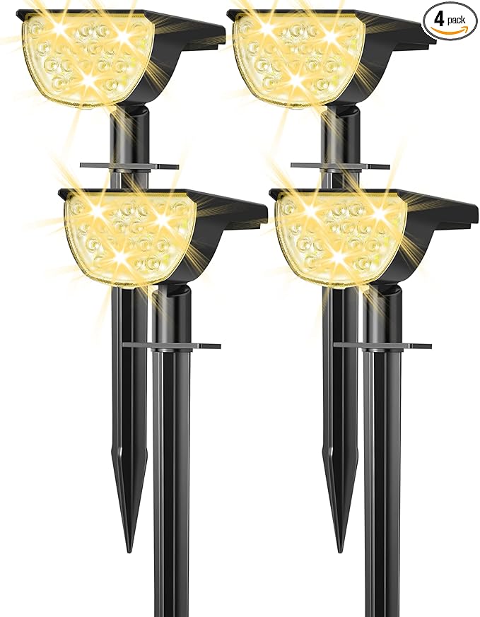 4-Pack 76 LED Solar Wall Spotlights, Waterproof
