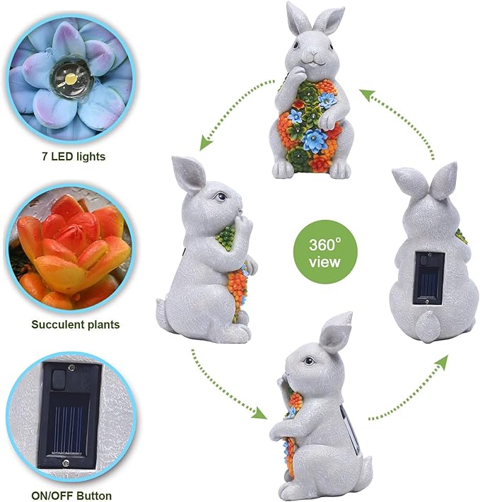 Solar Bunny Statue Light, Yard Decor