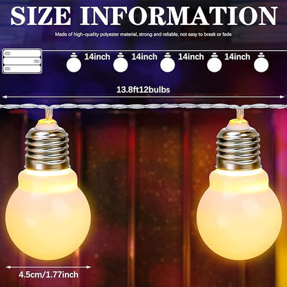 Retisee 12 Pcs Marquee Light String Bulbs13.8 ft Long for Marquee Letters Numbers 3 4 ft Tall Waterproof LED String Light for Indoor Outdoor Wedding Birthday Party Decor