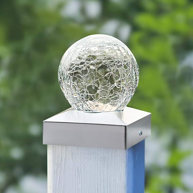 White Solar Fence Post Caps 4-Pack, Patio LED