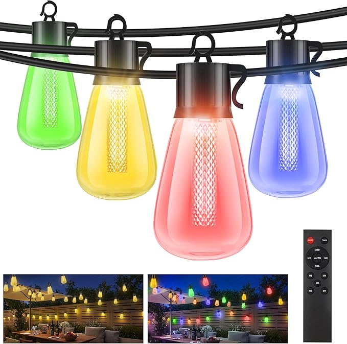 Café-Style Outdoor String Lights, 60ft Globe Bulbs