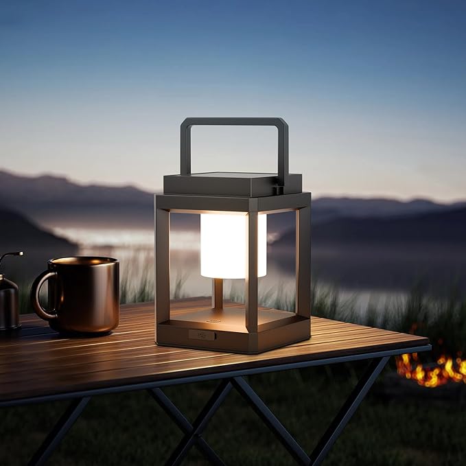 Solar Lantern Outdoor, Rechargeable Waterproof LED Lantern, Tabletop and Hanging Solar Lanterns Outdoor with Touch Control for Patio Camping