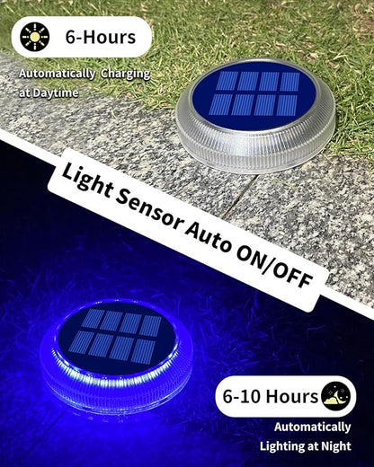 6 Packs Solar Driveway Lights, Blue Dock Deck Lights Solar Powered Outdoor IP68 Waterproof, Stick on Light for Step, Stair, Driveway, Pool, Pathway, Walkway, Patio