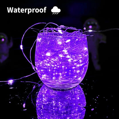 Solar String Lights Outdoor, 99 Feet 300 LEDs 8 Modes Solar Fairy Lights for Outside, Waterproof Outdoor Light for Patio Yard Christmas Tree Halloween Wedding Party Decorations, Purple