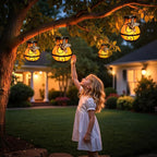 2-Pack Rustic Hummingbird Solar Lanterns for Backyard, Waterproof LED