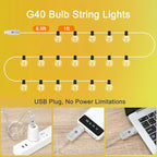 25ft LED Patio String Lights, Waterproof Outdoor