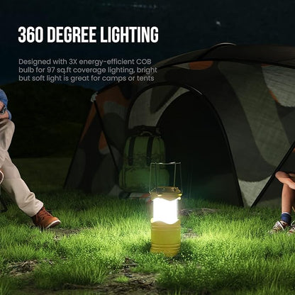 Lichamp LED Camping Lantern, 4 Pack Battery Powered Flashlight for Power Outages, Portable Collapsible Hanging Light Essential for Home, Outdoor, Emergency Lamp Survival Kit Gear for Hurricane, Yellow