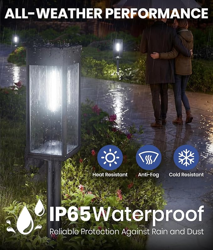 Solar Pathway Lights for Outside,4 Pack Garden Light Outdoor Waterproof IP65, Bright Pathway Lights Powered Classic Square Design for Walkway/Driveway (Cool White)