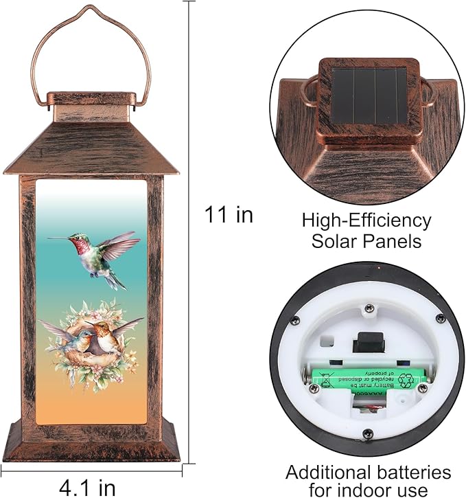 Solar Lanterns for Garden Decor,Waterproof Design Ideal Birthday Gifts for Women, Mom, and Grandma Solar LED Hanging Lights for Yard, Patio, Lawn, and Porch(Hummingbird)