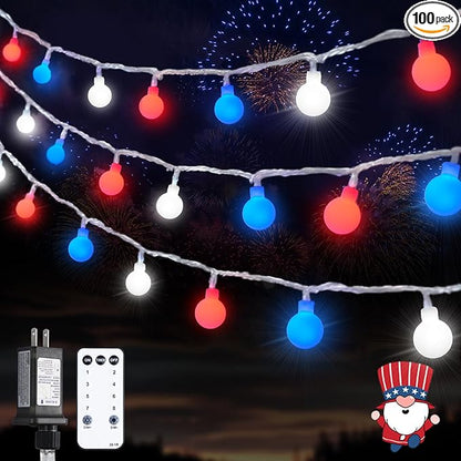 33ft White String Lights for Patio, Waterproof LED