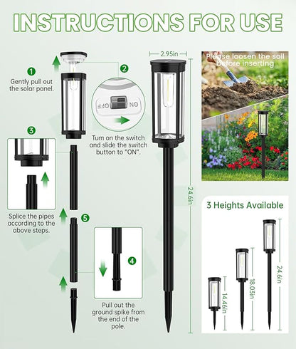 Solar Pathway Lights Outdoor, 4 Pack Bright Solar Powered Garden Lights Waterproof IP65, Long Lasting Outdoor Light for Yard Garden Walkway Landscape Lawn Patio