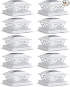 10-Pack 4-Mode Warm White Yard Post Cap Lights, Solar LED