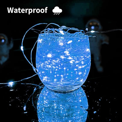 2 Pack Solar Fairy Lights Outdoor, 33 Feet 100 LEDs 8 Modes String Lights for Outside, Waterproof Solar Outdoor Light for Patio Yard Christmas Tree Halloween Wedding Party Decorations, Blue