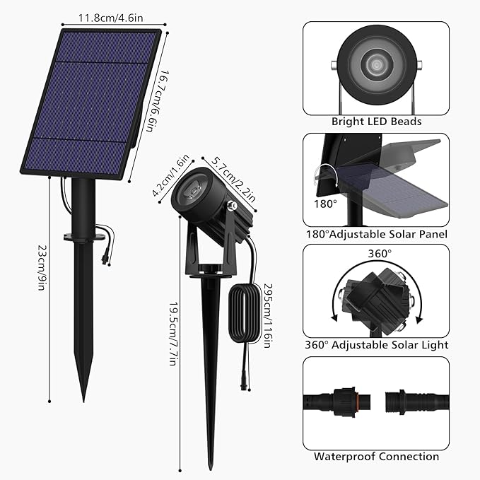 RGB Color-Changing Solar Spotlights, Waterproof Wall LED