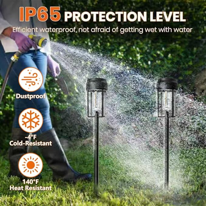 Solar Pathway Lights Outdoor, 8 Pack Bright Solar Path Lights IP65 Waterproof, Auto On/Off Outdoor Lighting 3200k for Yard Walkway Driveway Landscape Garden Decor