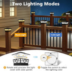 6-Pack 2-Mode Black Yard Post Cap Lights, Solar LED