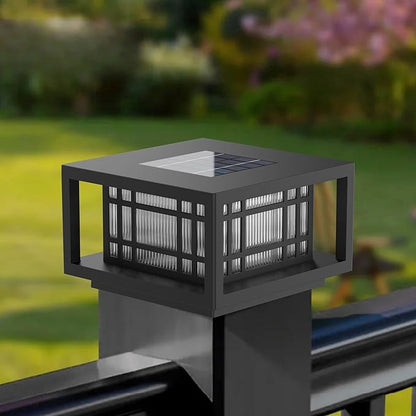 HUYIENO Solar Post Cap Lights Large Outdoor Deck Fence Post Lights 50Lumens Brightness Warm/Bright White Lighing Modes for 4x4 5x5 Vinyl Posts, 4x4 5x5 6x6 Wooden Posts (Black, 1pk)
