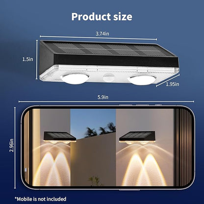 Solar Fence Lights Outdoor 2 Pack – Warm White with IP65 Waterproof Solar Deck Lights, 3000K Soft Ambient Glow for Fence Post, Backyard, Patio, Pathway – 12+ Hour Runtime, No Wiring, Auto On/Off