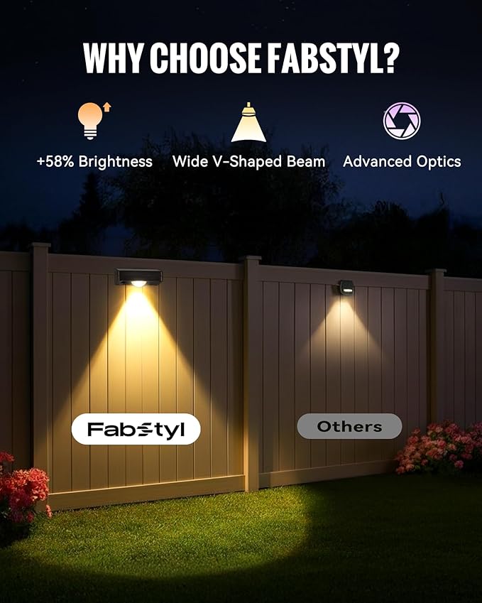 Solar Fence Lights Outdoor Waterproof, Fence Light Solar Powered with 3 Modes for Outside, Deck, Step, Yard, Stairs, Balcony, Patio, Railing (3000K/4500K/6500K, 12 Pack)