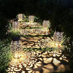 2-Pack Hanging Solar Backyard Lanterns, Metal Waterproof LED