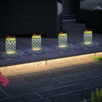 Mosaic Solar Lantern Set 4-Pack, Rustic Garden Lighting
