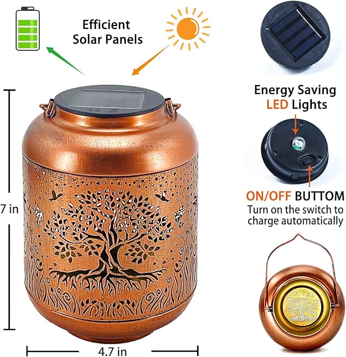 2-Pack Courtyard Solar Lanterns, Waterproof LED Garden Lights