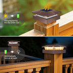 2-Pack 3-Mode Brown Yard Post Cap Lights, Solar LED