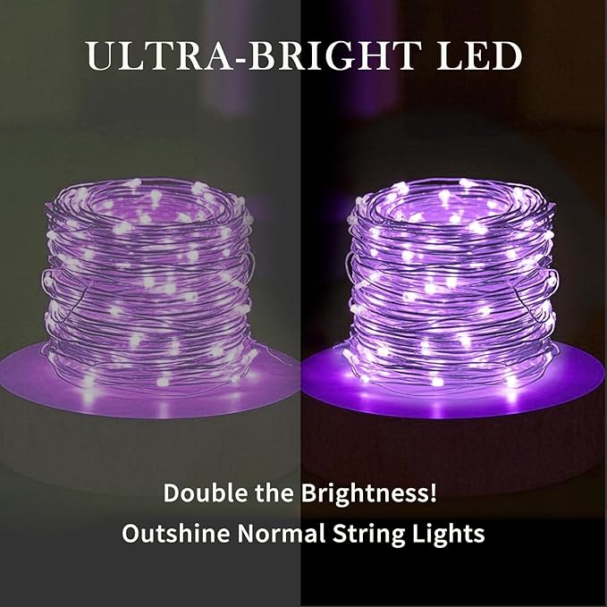 50 LED Christmas Twinkle Lights, 16ft Waterproof for Porch