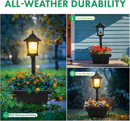 Solar Lamp Post Light with Planter, 2 in 1 Outdoor Flower Pots, 3000K Solar Lamps Outdoor Waterproof, Wall Mount or Freestanding for Garden, Patio, Yard, Front Porch, Back Door (Flowers not Included)
