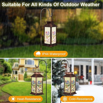 Solar Lanterns for Garden Decor,Waterproof Design Ideal Birthday Gifts for Women, Mom, and Grandma Solar LED Hanging Lights for Yard, Patio, Lawn, and Porch(Rooster + Hen)