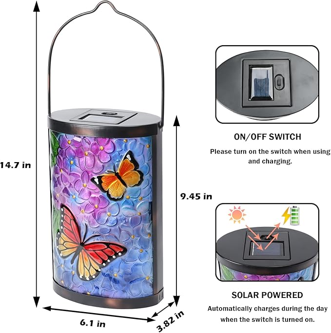 Butterfly Solar Lantern Set, Decorative Patio Lighting