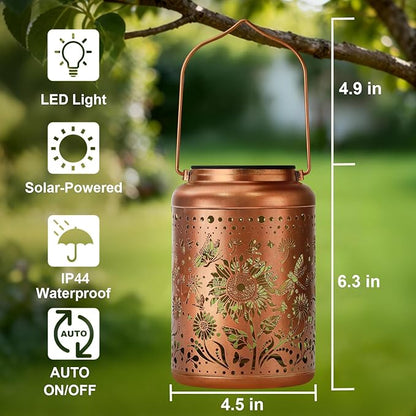 Birthday Gifts for Women Mom Grandma, Sunflower Gardening Gifts for Women, Solar Lantern Outdoor Waterproof Garden Decor Hanging Solar Lights Yard Decorations Outdoor, Backyard, Patio, Porch
