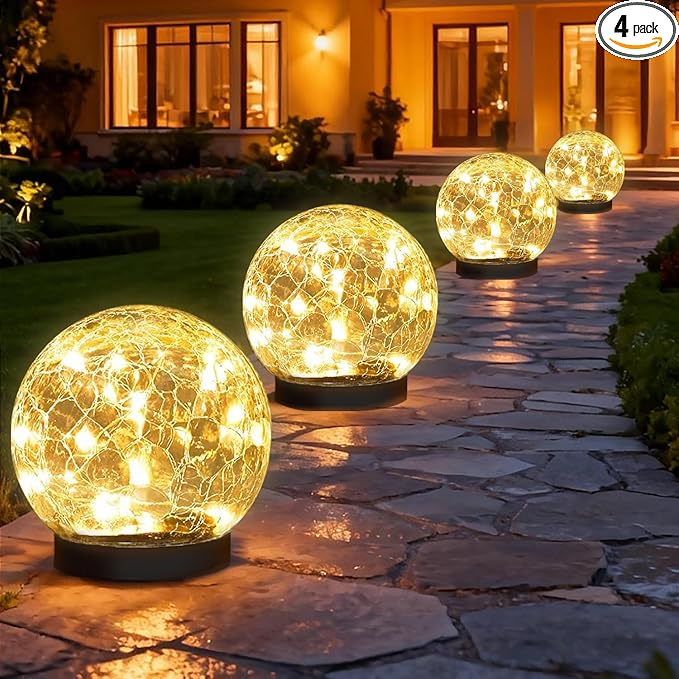 4-Pack Solar Pathway Lights, Waterproof LED Walkway Lights