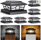 Solar Post Cap Lights 6-Pack, 4-Mode Waterproof LED