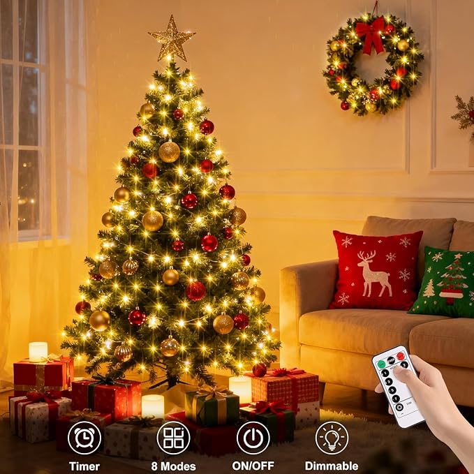 33ft Christmas LED String Lights, Waterproof Timer Lights